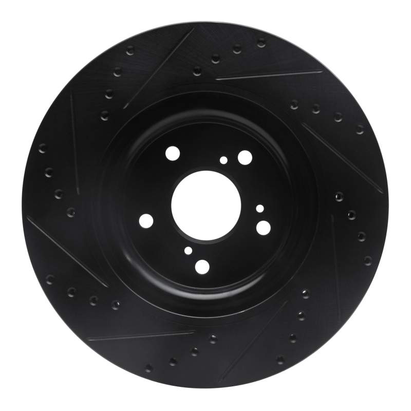 Honda CR-V Brake Rotor (1) - Front Right - R1 Concepts - Drilled & Slotted - Black - `20-`22